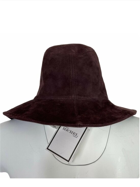 Maison Michel Suede Leather Bucket Hat M Dark Purple Aubergine main image 7